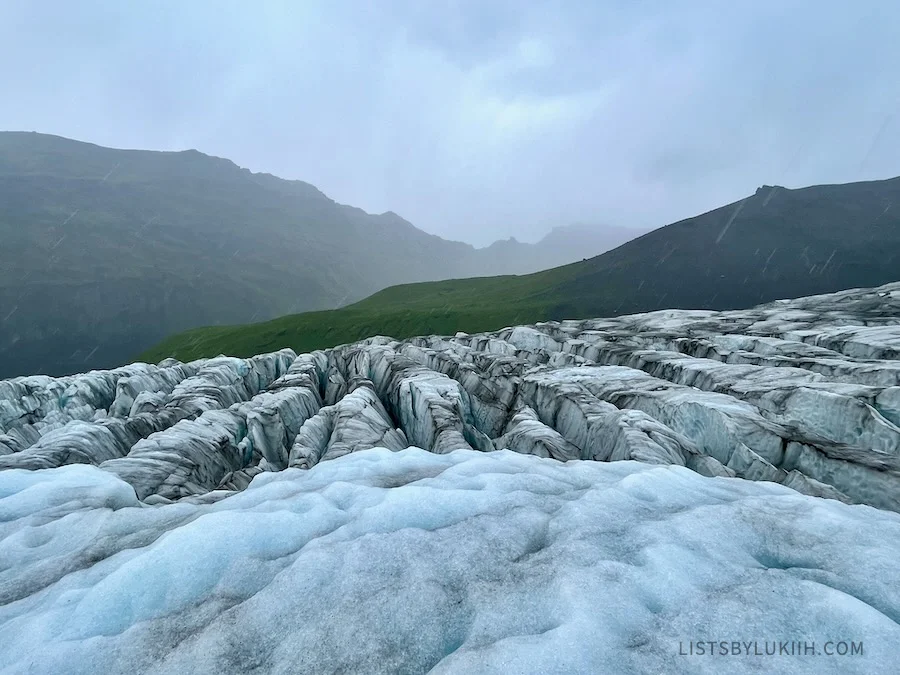 A mountain with glacier in a rainy moment.