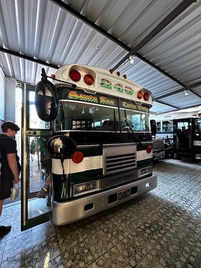 A colorful bus that says Santa Ana and 248 on it.